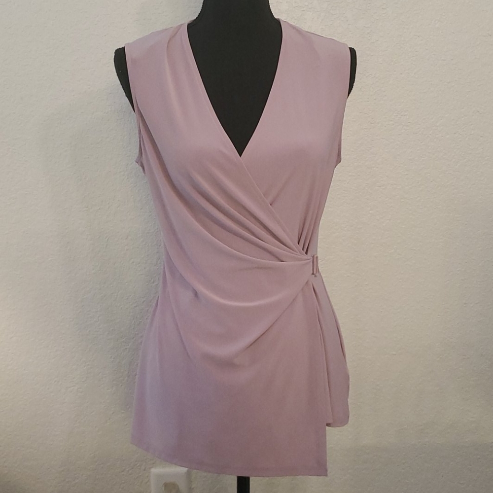 Anne Klein Sleeveless Wrap Blouse Purple Medium